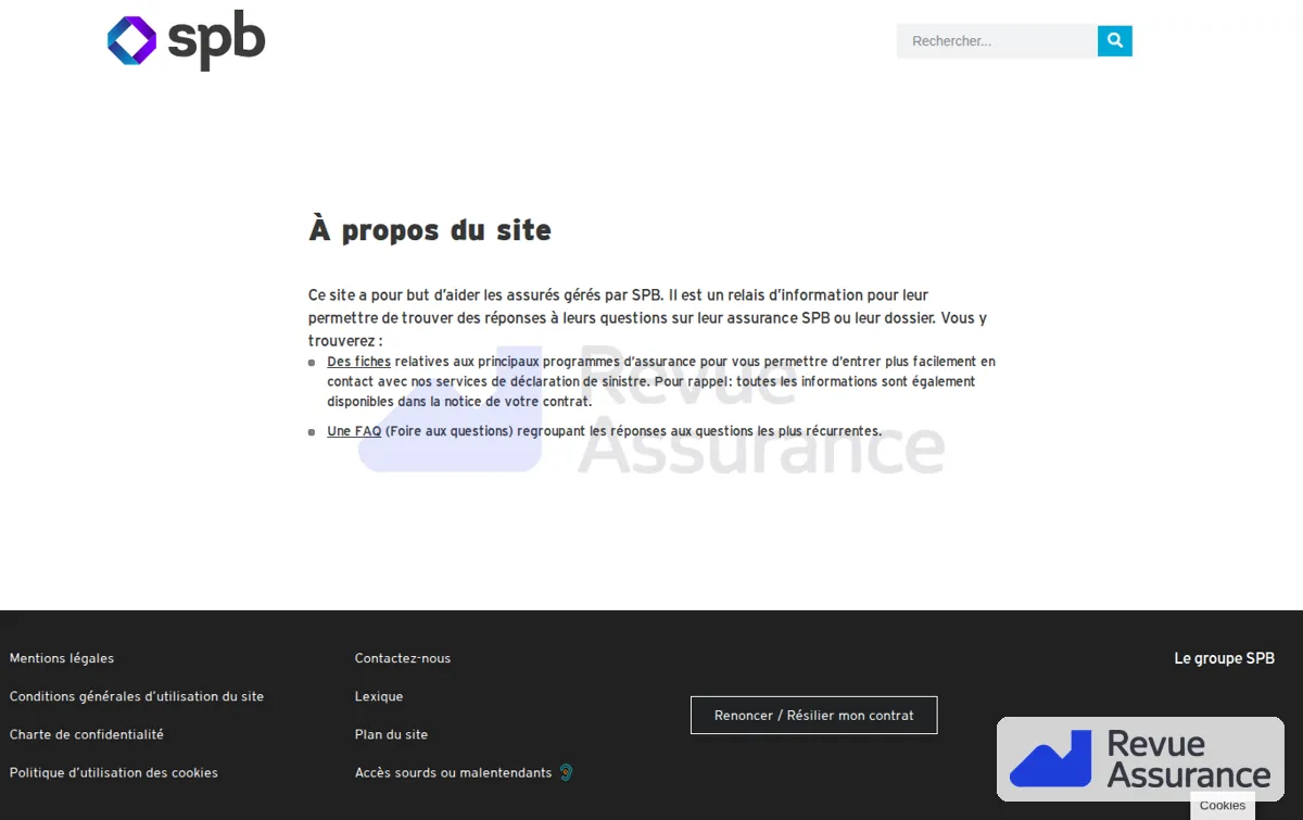Capture : À propos du site – Mon espace assuré